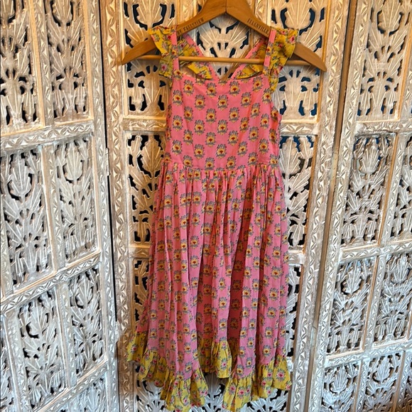 Mini Boden Other - Mini Boden Luella Maxi Dress Indian Block Print Pink & Green Size 6-7